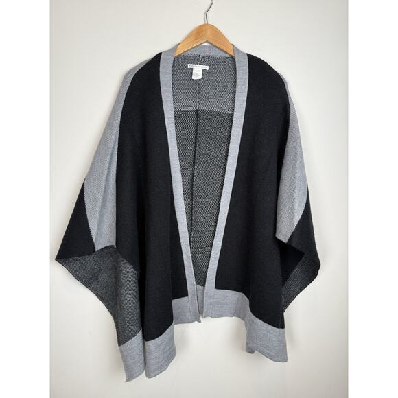 Rebecca Minkoff Colorblock Sweater Open Front Cardigan Kimono Black Gray One Sz - Picture 1 of 4